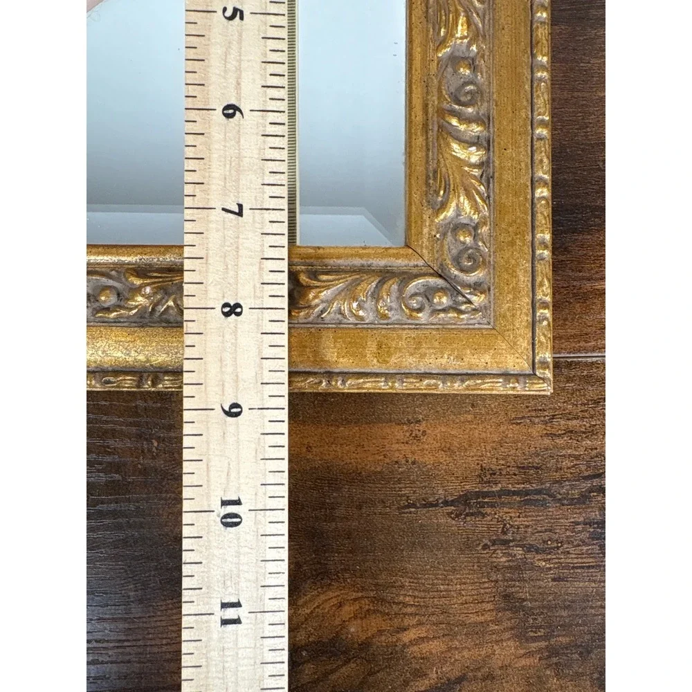 Robert-Grace Antiqued Gold Ornate Beveled Square Wall Mirror 8.75in Small Accent